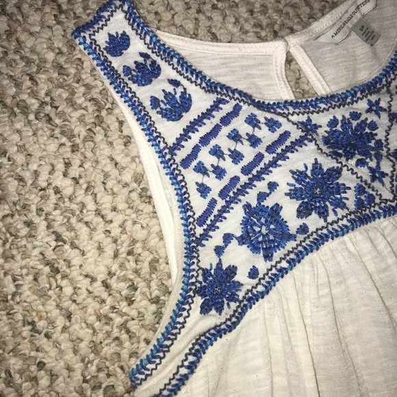 Blue and White Boho Summer Top - Picture 3 of 4